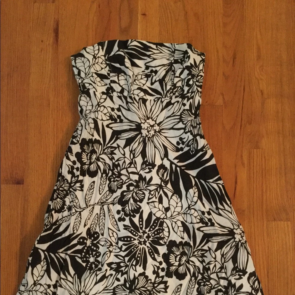 Gap black/white floral dress linen/cotton